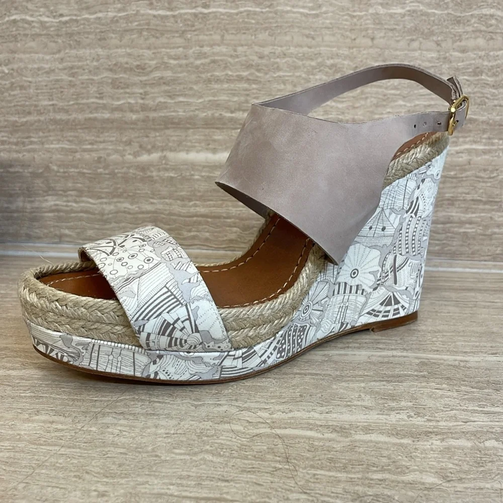 MALOLES Women’s Size 5.5/36 Wedge Espadrilles Beige Taupe Made in Spain